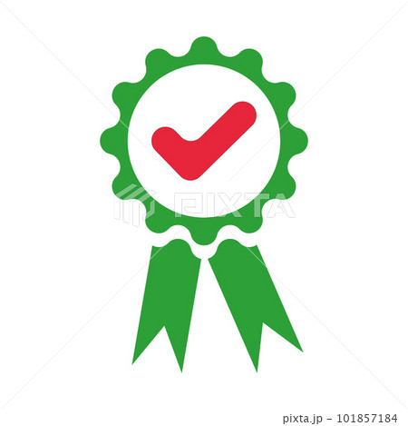 Quality mark, vector. Icon in the form of a quality mark, red and green colors, can be used as a logo. 101857184