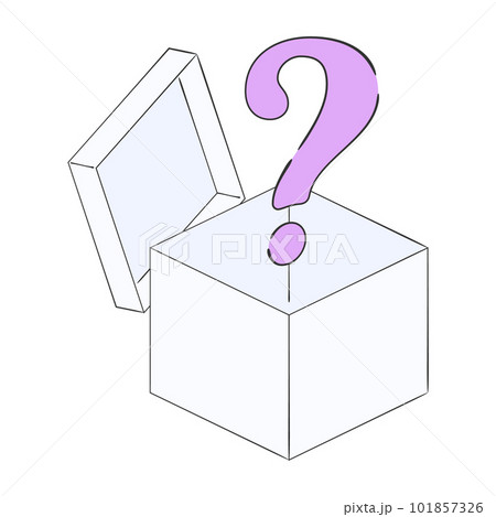 白い箱から飛び出たはてなマークのイラスト 白い箱から飛び出たはてなマークのイラスト 101857326