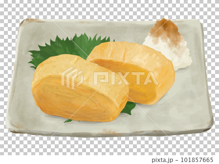 Realistic tamagoyaki (dish, grated radish, perilla) 101857665