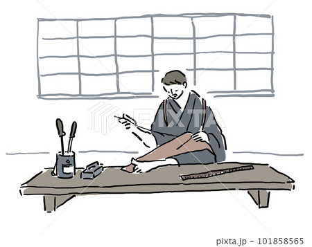 着物を仕立てる男性和裁士、職人、のイラスト素材 [101858565] - PIXTA