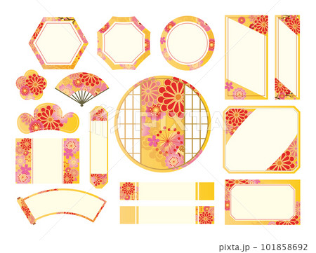 華やかな中華風背景フレーム枠 101858692