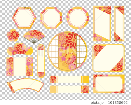 華やかな中華風背景フレーム枠 101858692
