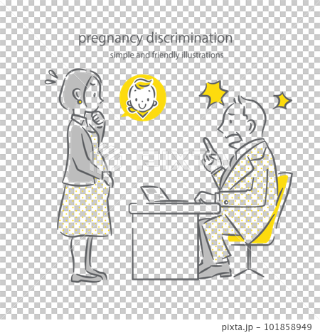 Pregnant female office worker suffering maternity harassment Simple and stylish line drawing illustration 101858949