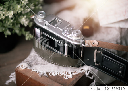 Film in vintage camera 101859510