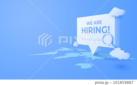 3D Hiring text with magnifier background. Business recruiting and hiring concept. vector art illustration. 101859887