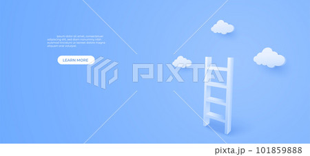 3D Stair with cloud sky background. business opportunities and strategy concept. vector art illustration. 101859888