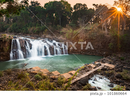 Beautiful Tad Low waterfall. Laos landscape. Sunset 101860664