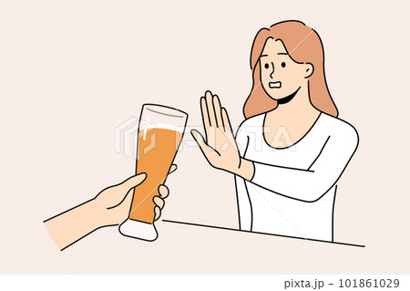 Woman refuse from beer Woman refuse from beer 101861029
