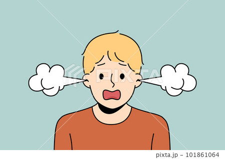 Furious boy with steam coming from ears Furious boy with steam coming from ears 101861064