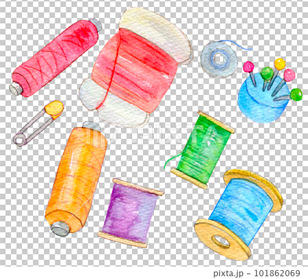 ソーイングセット　水彩イラスト　手描きイラスト 101862069