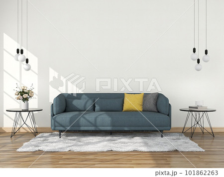 Living room interior in modern style, 3d render with sofa and decorations. 101862263