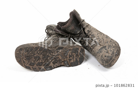 Black shoes, covered in mud Black shoes, covered in mud 101862831