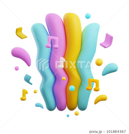 Colorful flow splash with music notes realistic vector illustration isolated. 101864367