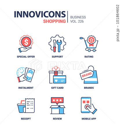 Special offers and gifts - line design style icons set 101864602