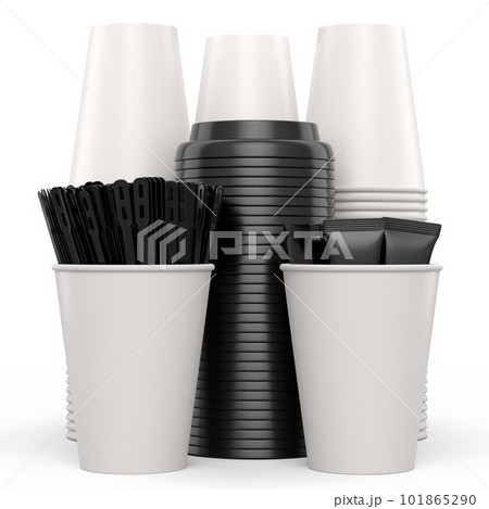 Set of paper coffee cups for cappuccino, americano, espresso, mocha, latte 101865290