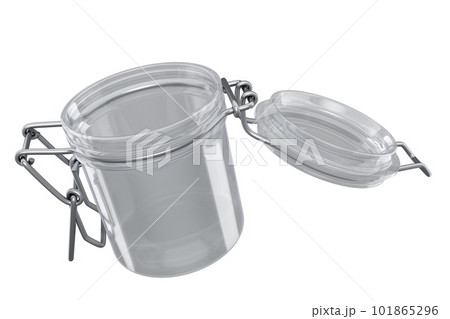 Empty glass jar for coffee beans isolated on white background. 101865296