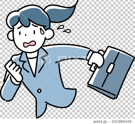 Upper body of a business woman running with a troubled expression 101866426