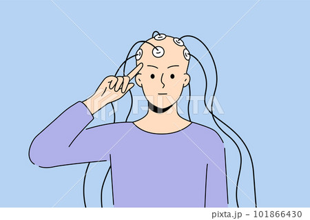 Person with electrodes for brain research  101866430