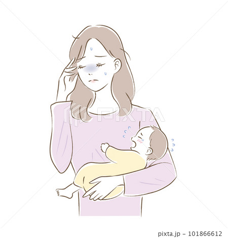 産後うつ・育児ノイローゼのお母さんと赤ちゃんのイラスト 産後うつ・育児ノイローゼのお母さんと赤ちゃんのイラスト 101866612