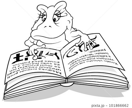A Drawing of a Frog that Reads in a Book 101866662