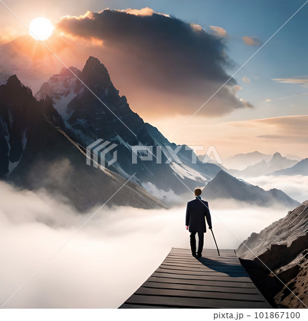 Business man contemplating the beauty of the grandeur of nature Business man contemplating the beauty of the grandeur of nature 101867100