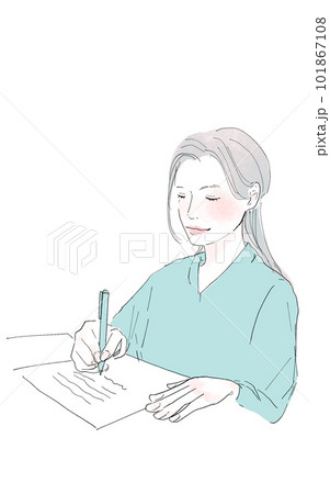 書く女性 書く女性 101867108