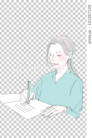 書く女性 書く女性 101867108