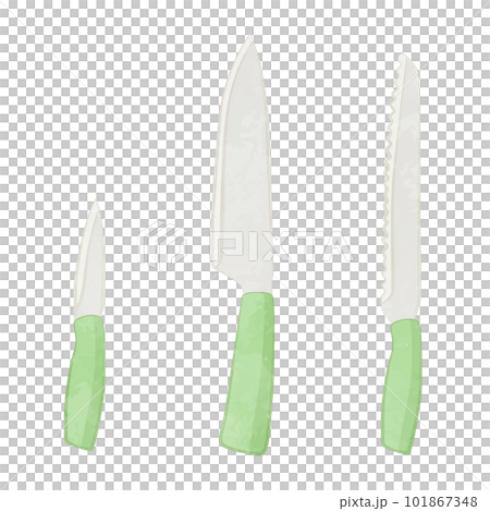 Cute green kitchen knife illustration set 101867348