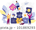 Financial management concept, statistics and business report. Vector characters flat cartoon illustration. 101869293