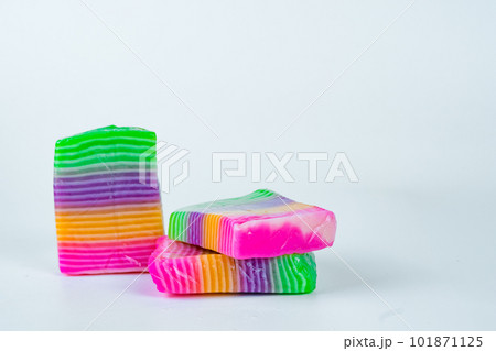 Kue Lapis Pelangi or Rainbow Sticky Layer Cake is Indonesian traditional dessert. 101871125