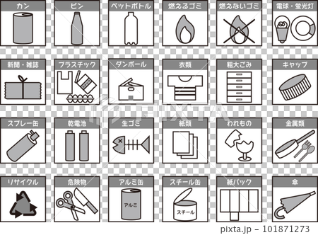 Illustration set of garbage separation icons Illustration set of garbage separation icons 101871273