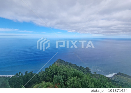 View from above the coast of the island in the ocean. View from above the coast of the island in the ocean. 101871424