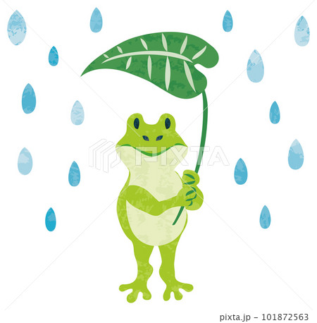 6月　梅雨　雨とカエルのイラスト 101872563