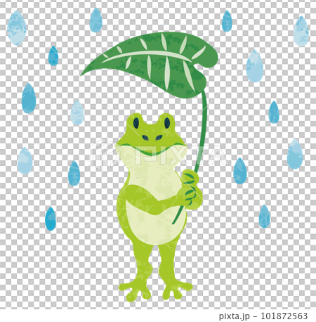 6月　梅雨　雨とカエルのイラスト 101872563