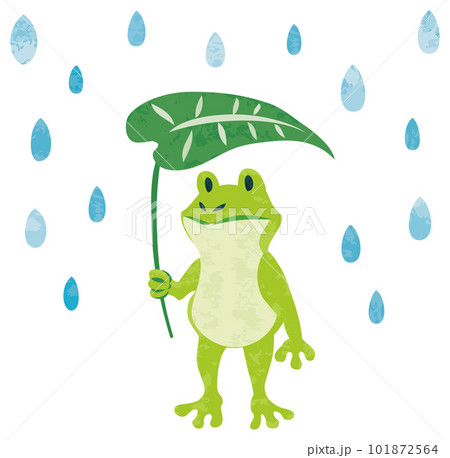 6月 梅雨 雨とカエルのイラストのイラスト素材 [101872564] - PIXTA