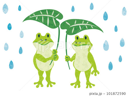6月 梅雨 雨とカエルのイラストのイラスト素材 [101872590] - PIXTA