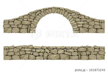 Stone arched ancient bridge made of boulders Stone arched ancient bridge made of boulders 101873245