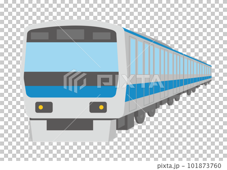 シンプルな青い電車のイラスト_1 101873760
