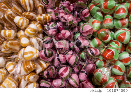 assortment of sweet colorful lollipops 101874099