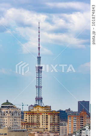 Kyiv, Ukraine - April 24, 2023: The streets of Kyiv city and Kyiv TV Tower. 101874843