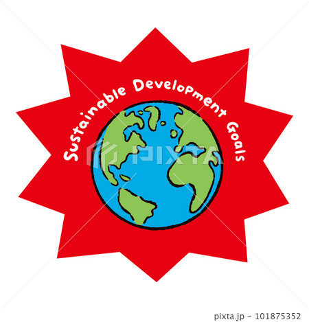 地球_アメリカ・ヨーロッパ・アフリカ_sdgs3_バクダン赤 地球_アメリカ・ヨーロッパ・アフリカ_sdgs3_バクダン赤 101875352