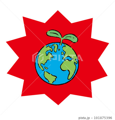 地球_アメリカ・ヨーロッパ・アフリカ_環境_若葉_バクダン赤 101875396