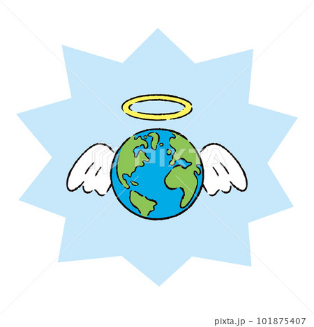 地球_アメリカ・ヨーロッパ・アフリカ_天使の輪_バクダン水色 101875407