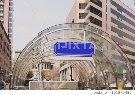 Sign board shop or restaurant. Mock up template. Copy space and empty space for advertising Sign board shop or restaurant. Mock up template. Copy space and empty space for advertising 101875486