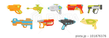 Water Gun or Water Pistol as Toy Gun for Shooting Water Vector Set 101876376