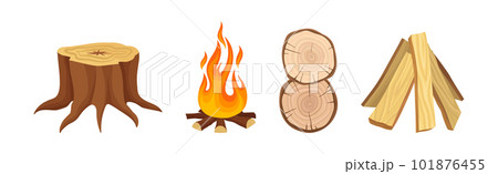 Lumber and Timber as Firewood Wooden Material Used for Fuel Vector Set Lumber and Timber as Firewood Wooden Material Used for Fuel Vector Set 101876455