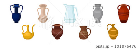 Different Jug and Vessels with Neck and Handle for Interior and Kitchen Use Vector Set Different Jug and Vessels with Neck and Handle for Interior and Kitchen Use Vector Set 101876476