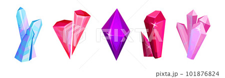 Bright Crystals or Quartz and Faceted Stones Vector Set Bright Crystals or Quartz and Faceted Stones Vector Set 101876824