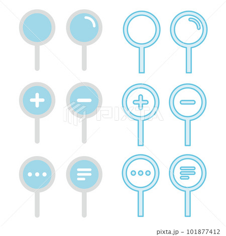 シンプルな虫眼鏡の検索アイコンのバリエーションセット 101877412