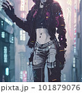 未来の都市を舞台にした、サイバーパンク風の少女「AI生成画像」 101879076